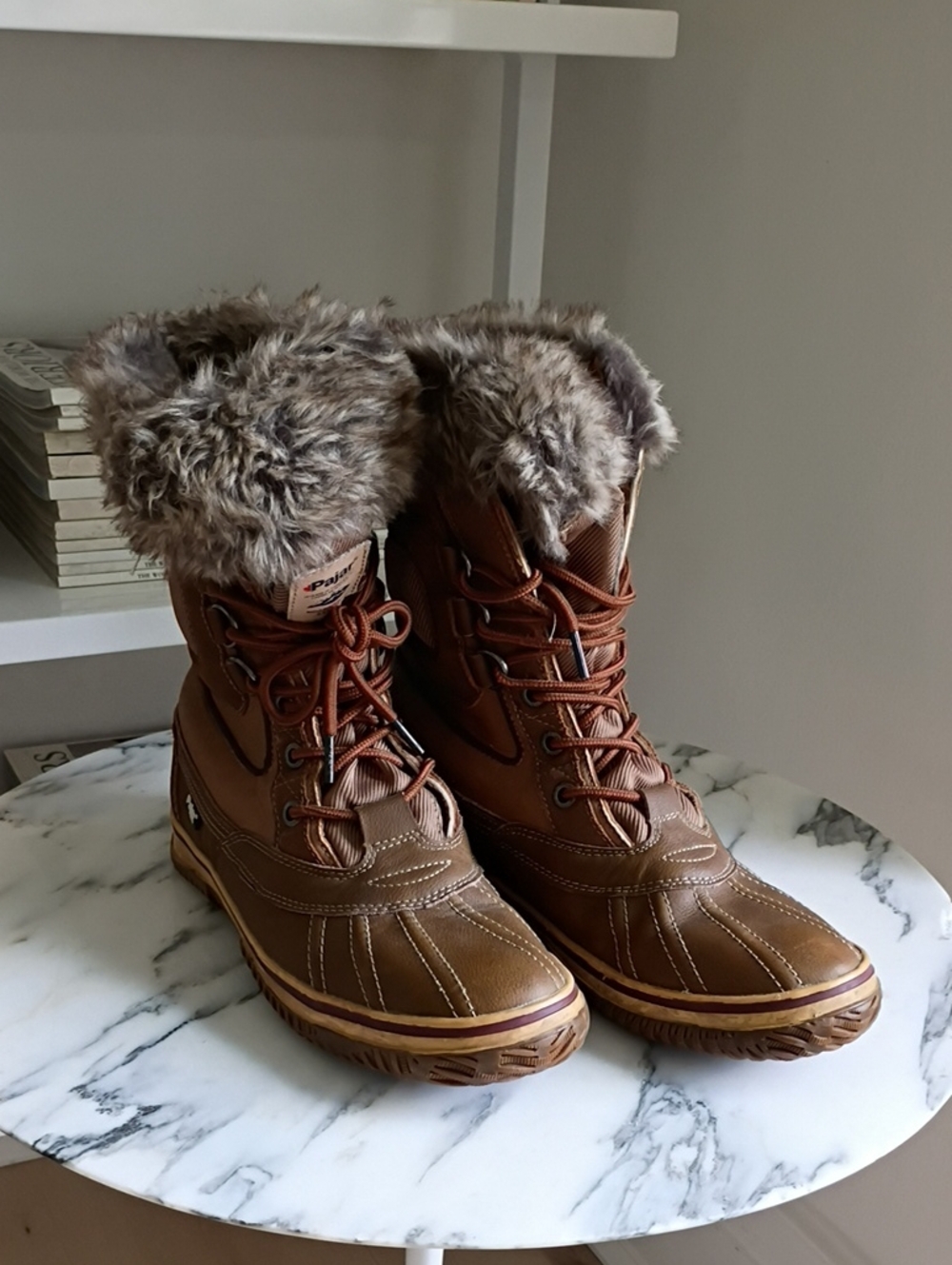 Pajar Brown Faux-Fur Lined Men's Winter Lace-Up Boots
